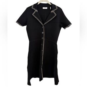 SANDRO Laureene Contrast Topstitched Dress Black and White Short Sleeve Sz S NEW
